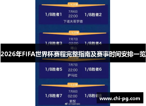 2026年FIFA世界杯赛程完整指南及赛事时间安排一览