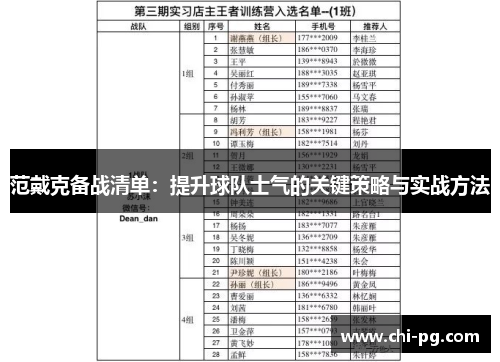 范戴克备战清单：提升球队士气的关键策略与实战方法