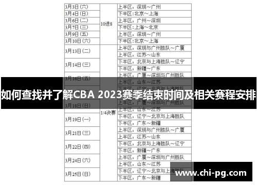 如何查找并了解CBA 2023赛季结束时间及相关赛程安排
